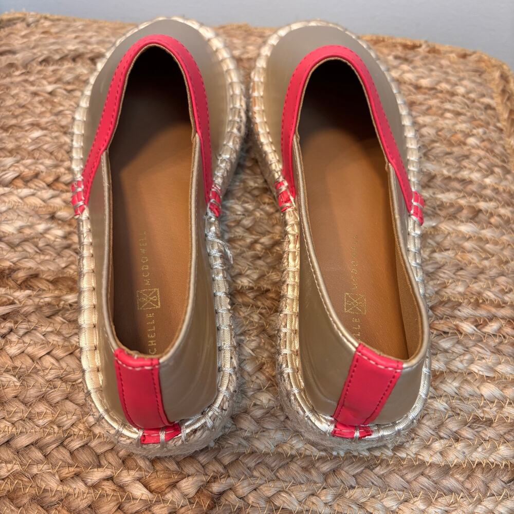 Michelle McDowell Gold Pink Mave Metallic Platform Espadrille Flats Sz7 - Picture 4 of 6